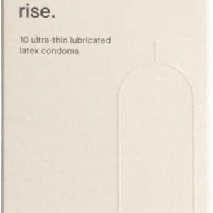 Box of Maude Rise ultra-thin lubricated latex condoms, minimalist design